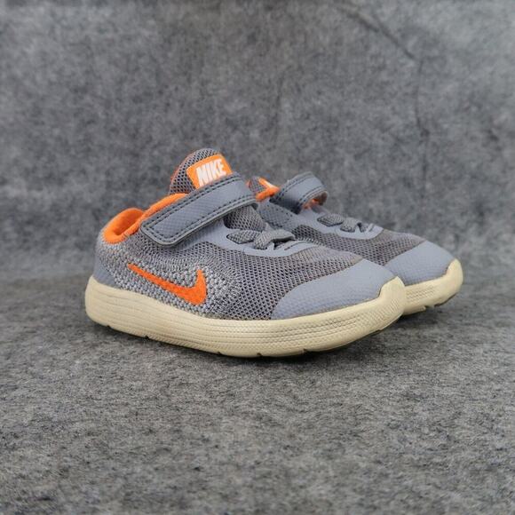 Nike Shoes Baby Toddler 6 Sneaker Revolution 3 Trainer Active Casual Grey Orange - Picture 1 of 13
